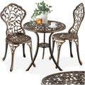 aluminium metall bistroset gartenmoebel set bistro set 1x balkontisch beistelltisch outdoor und 2x gartenstuhl terrassenmoebel balkonmoebel kleiner balkon wintergarten gartendeko vintage