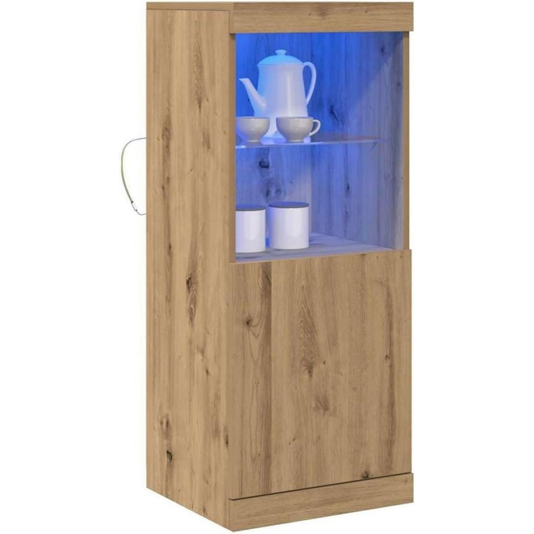 lichtemittierende diode-sideboard artisan-eiche 41 x 37 x 100 cm holzwerkstoff geraeumiges design zum verstauen von essentials wunderschoene holzstruktur sorgt fuer charme