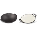 wok schwarz aus massiv emailliertem gusseisen pizzastein halter aus gusseisen
