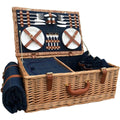 fh063 picknickkorb fuer 4 personen blau tweed braun 38 x 58 x 22 cm