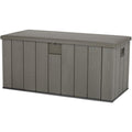 auflagenbox kissenbox 570 liter fassungsvermoegen 72x151x69 cm braun kunststoff aufbewahrungsbox fuer gartenutensilien