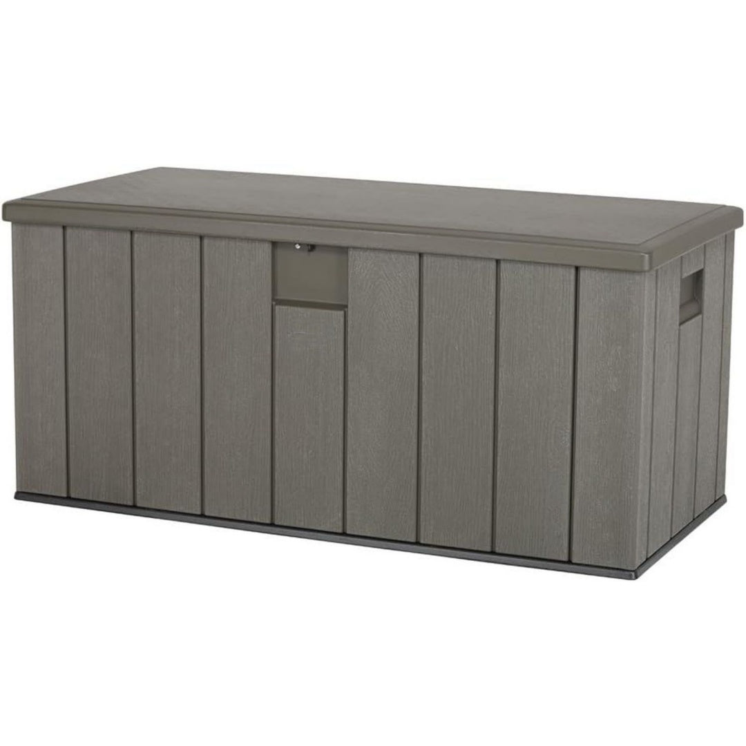 auflagenbox kissenbox 570 liter fassungsvermoegen 72x151x69 cm braun kunststoff aufbewahrungsbox fuer gartenutensilien