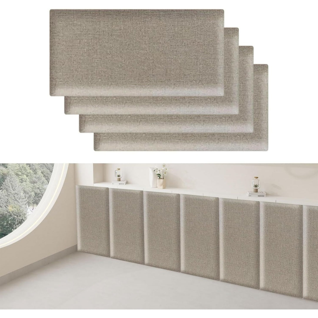4 stueck 3d wandpaneele gepolstert baumwollleinen polsterpaneel selbstklebend anti kollisions bettkopfteil wandkissen 3d wandverkleidung wandpolster khaki 40x20cm
