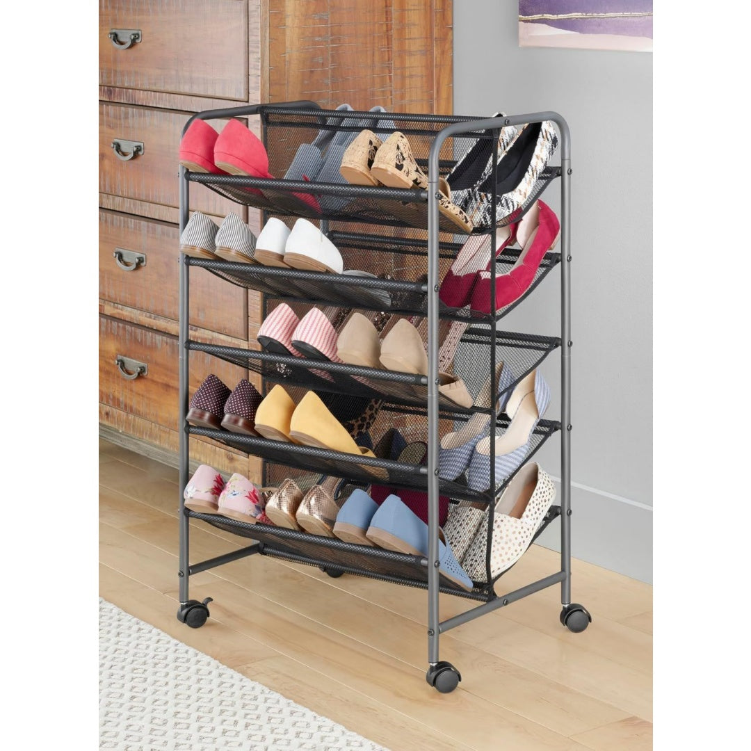 doppelseitiger schuhwagen mit 5 ebenen rotguss