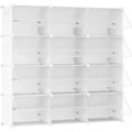 schuhregal mit 12 faechern schuhschrank fuer 48 paar schuhe 40 x 30 x 30 cm pro fach schmal mit tueren kunststoff fuer wohnzimmer schlafzimmer flur eingang weiss eww38sc01