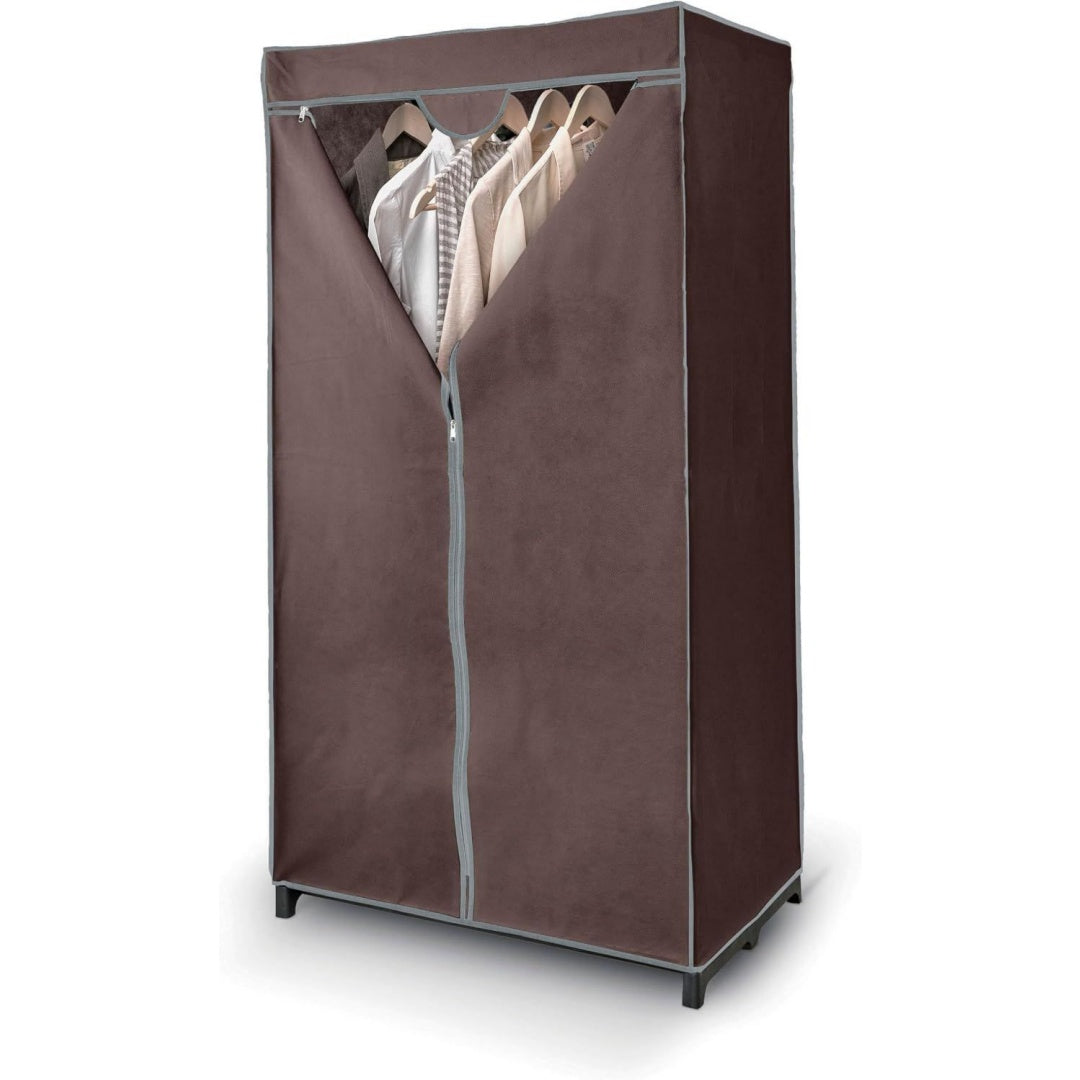 kleiderschrank aus vliesstoff einfarbig braun