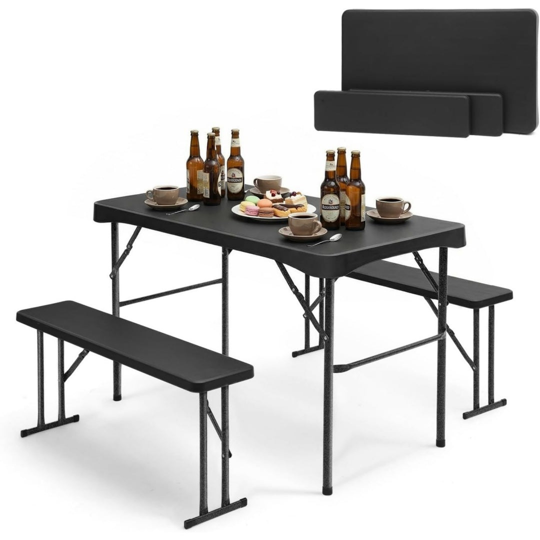 klappbare bierzeltgarnitur 113 61 cm tisch 2 baenke schwarz