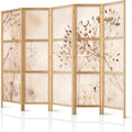 paravent raumteiler holz pflanzen 225x172 cm 5-teilig modern mobiler sichtschutz sofort einsatzbereit holzrahmen ideal fuers wohnzimmer oder buero geruchsneutral lichtbestaendig